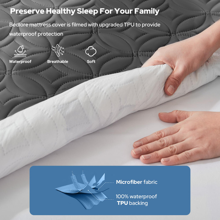 2 Pack Waterproof Mattress Protector, Queen Size Mattress Pad Noiseless with Deep Pocket 6"-18" Depth, Soft Breathable Dirt-Proof Bed Mattress Cover