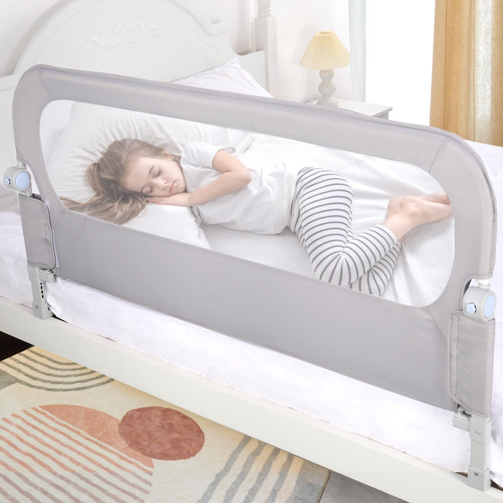 NUTIKAS Baby Bed Rail Guard for Toddlers - 47" Toddler Bed Side Rails for Twin, Full, Queen Bunk Size Bed Swing Down Bedrail Extral Tall Child Safety