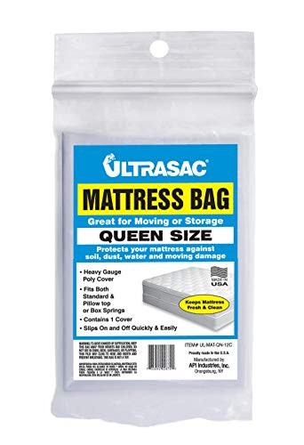 Ultrasac High Performance Queen Size Mattress 2.0 MIL (eq) Clear Cover Waterproof Bags - 70" x 92" - Pack of 1 - for Moving, Storage, & Commercial