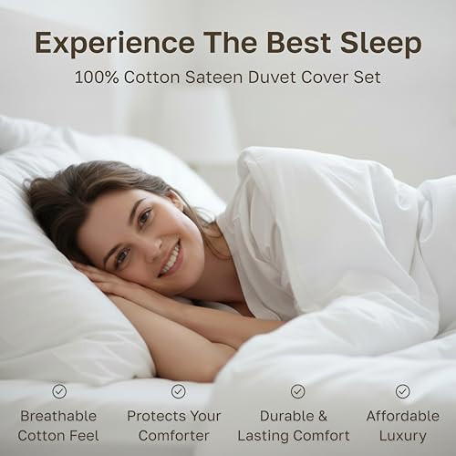California Design Den 3 Pc White King Duvet Cover Set - Winner Good Housekeeping Best Bedding Awards 2025, 400 Thread Count Sateen, 100% Cotton Duvet
