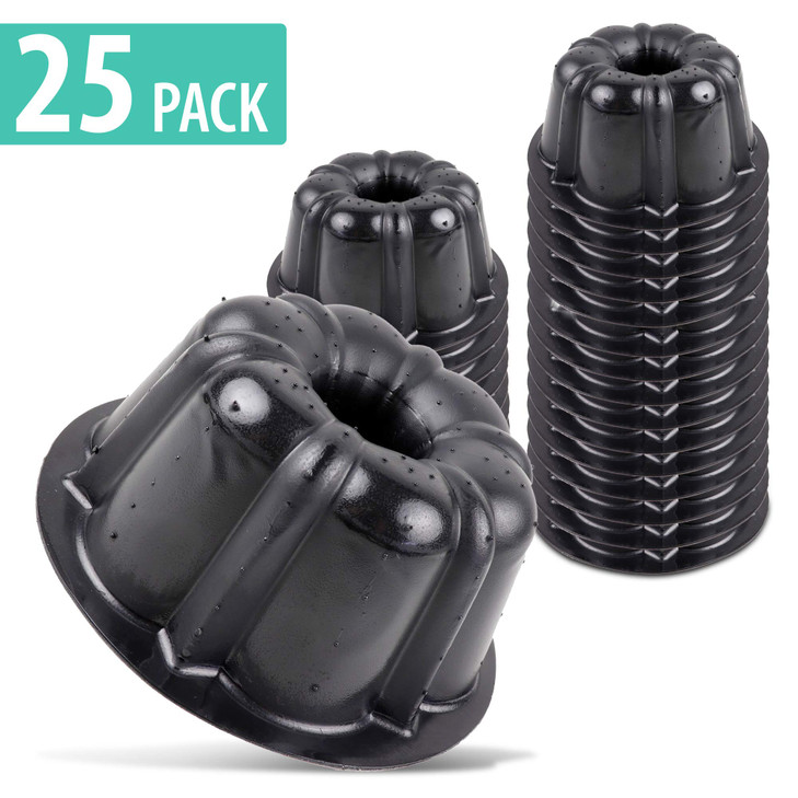 OCreme Bakeable Plastic Mini Cake Pan - Baking Pan With Non-Stick Silicone - Reusable Mold For Baking and Much More - 25 QTY Pack