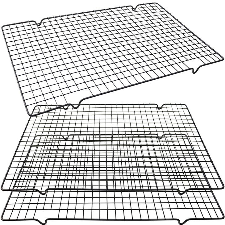 HengKe 3 Pieces Cooling Rack for Baking, Cake Cooling Rack Square, 16x10 Inches Baking Rack Oven Safe Grid Wire Racks, Non-Stick Drying Net Rack Cake