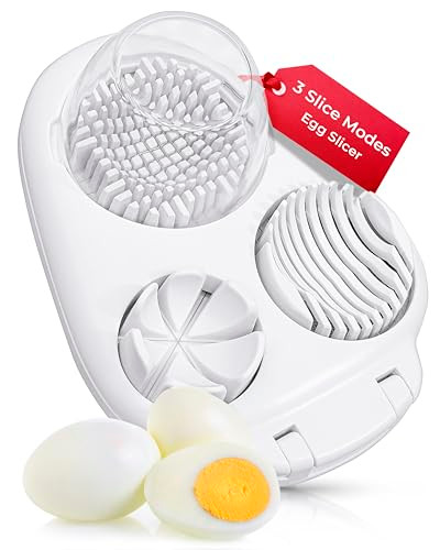 CraftyCrocodile Egg Slicer for Hard Boiled Eggs - 3 Slice Modes Egg Cutter, Heavy Duty, Stainless Steel Dicer - Kitchen Chopper Tool for Strawberry,