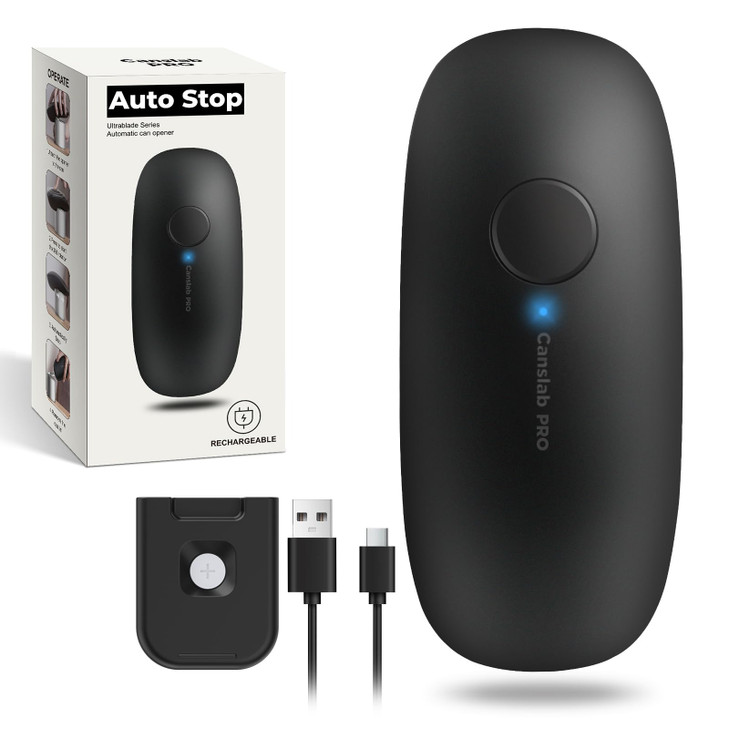 Canslab Ultrablade PRO Auto Stop Can Opener - Rechargeable Electric Can Opener for Kitchen for Seniors with Arthritis - One Touch Side Cut Opener, Sm