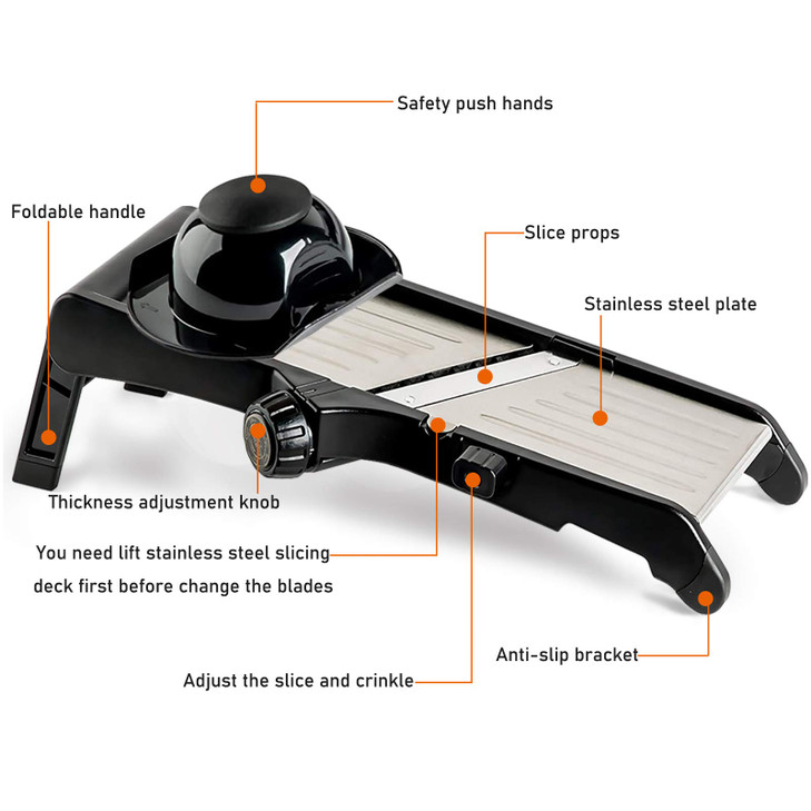 VEKAYA Mandoline Slicer for Kitchen, Stainless Steel Professional Vegetable Slicer with Adjustable Thickness, Ultra Sharp Blades, Safety Gloves & Foo