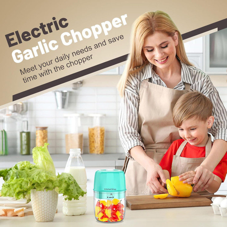 Rechargeable Portable and Cordless Mini Food Processor 300ML with Stainless Steel Blade, Electric Garlic Chopper Vegetable Chopper Blender for Nuts C