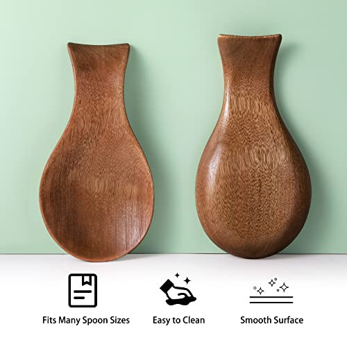 Patelai Acacia Wood Spoon Rest for Stove Top Bamboo Holder for Spatula Rest for Kitchen, Counter Spoon Holder for Countertop, Modern and Rustic for F