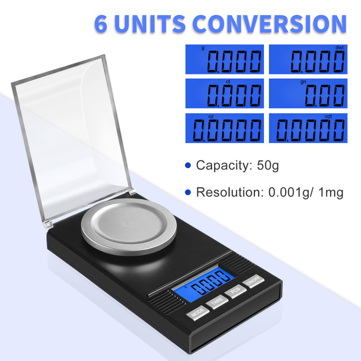Fuzion Milligram Scale 50g/0.001g, Portable Jewelry Scale .001 Gram Accuracy, Mg Scale, Powder Scale, Microgram Scale, Milligram Scale for Powder wit