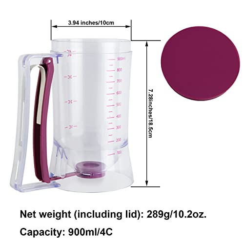 CHuangQi Cake Batter Dispenser for Pancake Cupcake Waffles, Perfect Baking Tool with Measuring Label