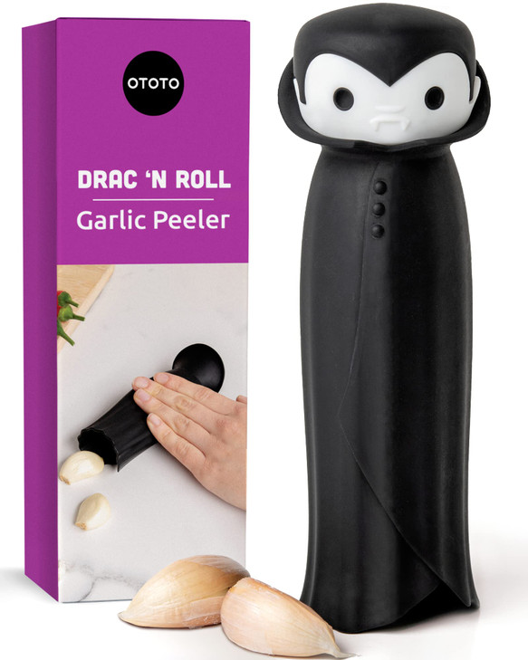 OTOTO Drac N' Roll Vampire Garlic Roller, Silicone Garlic Peeler Tube, Silicone Tube Roller for Halloween - Kitchen Gadget for Garlic, Garlic Tube, G