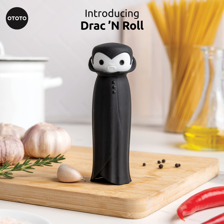 OTOTO Drac N' Roll Vampire Garlic Roller, Silicone Garlic Peeler Tube, Silicone Tube Roller for Halloween - Kitchen Gadget for Garlic, Garlic Tube, G