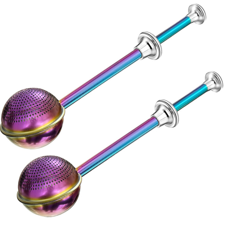 JETKONG Baker's Dusting Wand for Sugar, Flour and Spices, Stainless Steel Powdered Sugar Shaker Duster Sifter, Set of 2 (Rainbow)