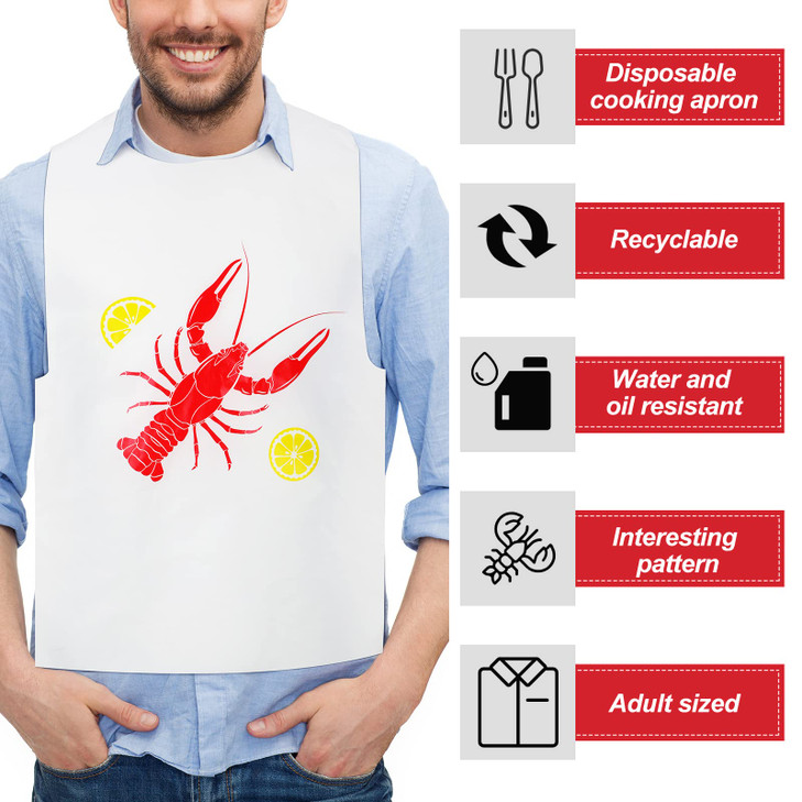Hotop 50 Pack Plastic Disposable Bibs Seafood Boil Party Supplies Shrimp Crab Boil Accessories Shrimp Feasts Bibs(Crawfish)