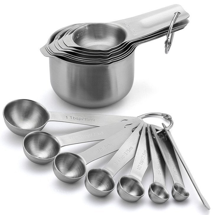 Spring Chef Magnetic Measuring Cups & Spoons Set (Patent Pending), Strong N45 Magnets, Heavy Duty Stainless Steel Fits in Spice Jars for Baking & Coo