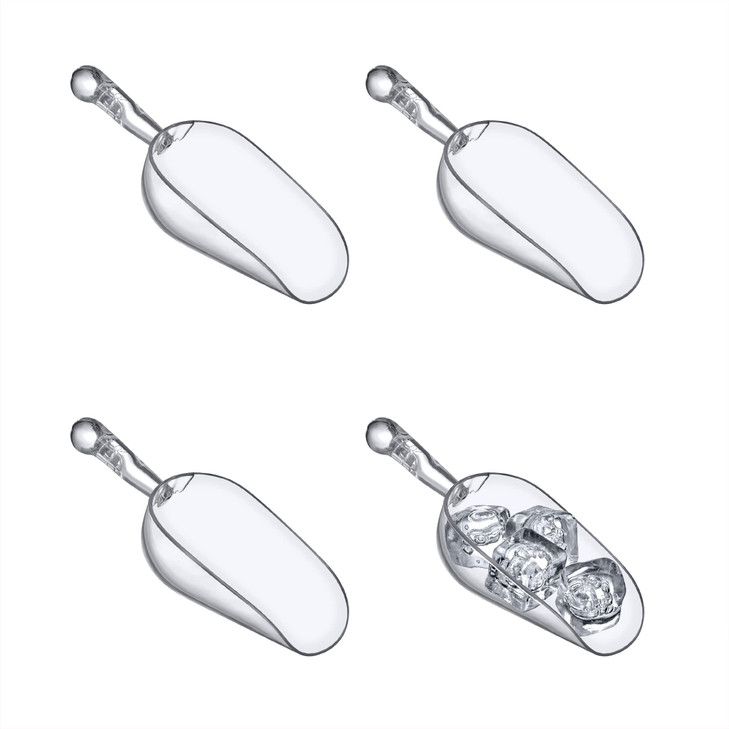 Amazing Abby - Elsa - 5-Ounce Plastic Ice Scoops (Set of 4), Plastic Utility Scoops, BPA-Free, Food-Grade, Shatter-Proof, Good for Kitchen and Restau