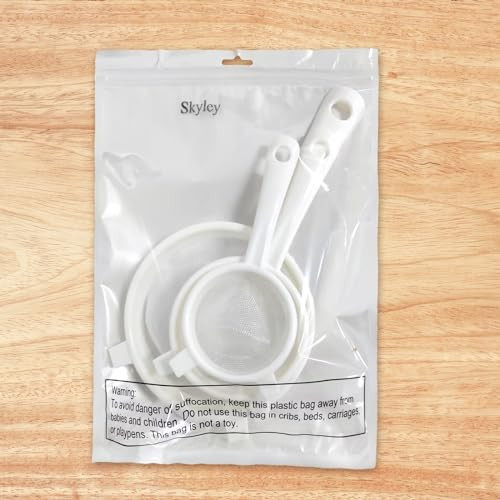 3 Pcs Plastic Nylon Mesh Strainer Colander with Handle Double Ear Fine Food Mesh Strainer Flour Sifter for Baking Kitchen Colander Sifter Kefir Tea J