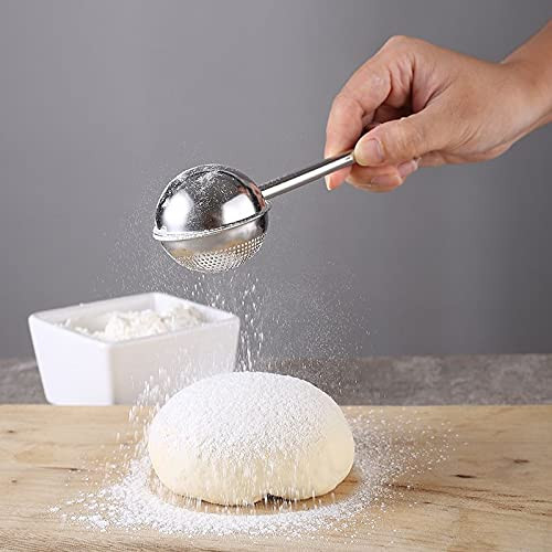 Powdered Sugar Flour, Powdered Sugar Shaker Duster Flour Dispenser Shaker with Spring-operated Handle Stainless Steel One-handed Operation Shaker Dus