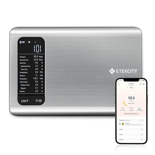 Etekcity Smart Food Kitchen Scale with Nutritional Calculator, Free App with 19 Nutrients Tracking, Calorie, Marco, Digital grams and ounces for weig