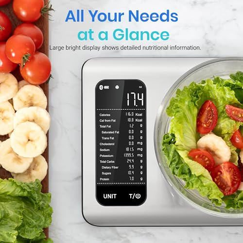 Etekcity Smart Food Kitchen Scale with Nutritional Calculator, Free App with 19 Nutrients Tracking, Calorie, Marco, Digital grams and ounces for weig