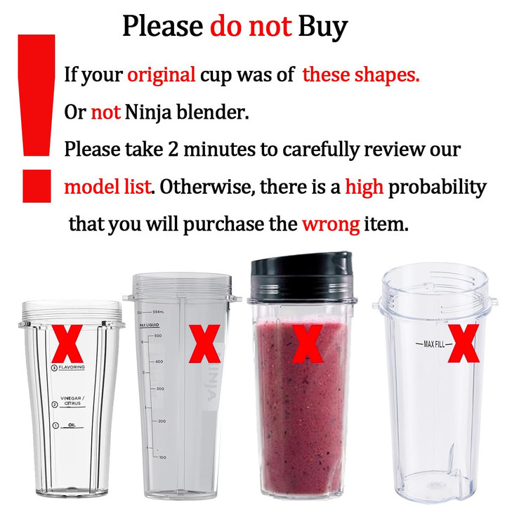 Replacement 24oz Blender Cup with Sip & Seal Lid For Nutri Ninja BL450 BL456 BL480 BL482 BL640 BL642 BL682 BN401 BN751 BN801 Foodi SS101 SS151 SS351