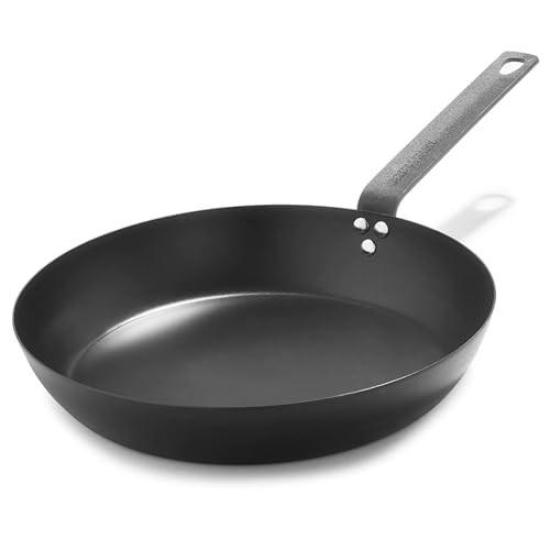 Merten & Storck Pre-Seasoned Carbon Steel 12 Frying Pan Skillet, Use on Induction, Stove and Grill, Durable, Even-Heating, for Searing, Grilling, Ov