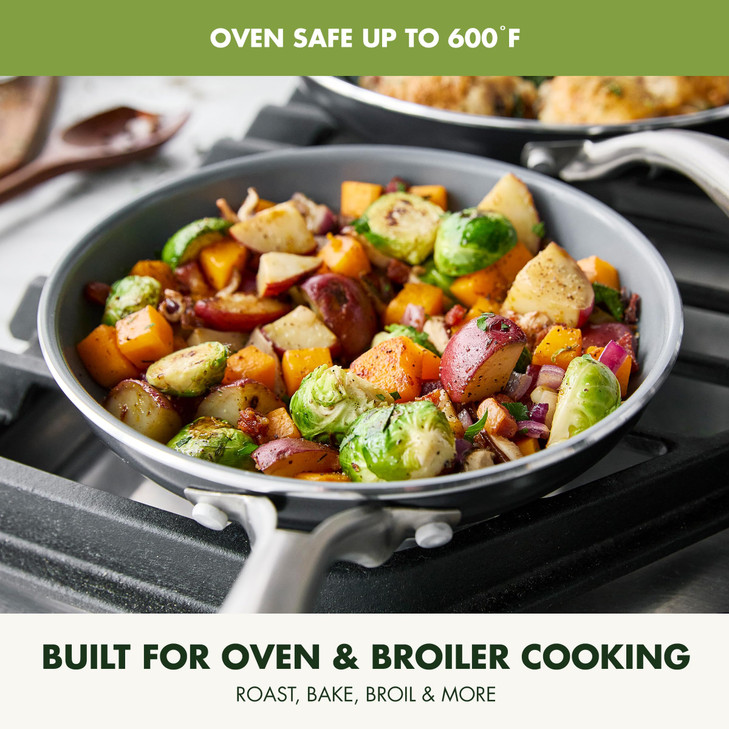 GreenPan Swift Healthy Ceramic Nonstick, 8" Frying Pan Skillet, Stainless Steel Handle, PFAS-Free, Dishwasher Safe, Oven Safe, Black