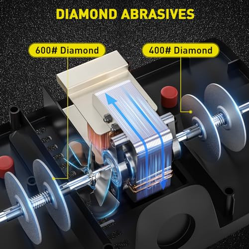 Secura 2-Stage Electric Knife Sharpener with Diamond Abrasives and Precision Angle Guides, Professional Sharpening Tool for Kitchen Straight Edge and