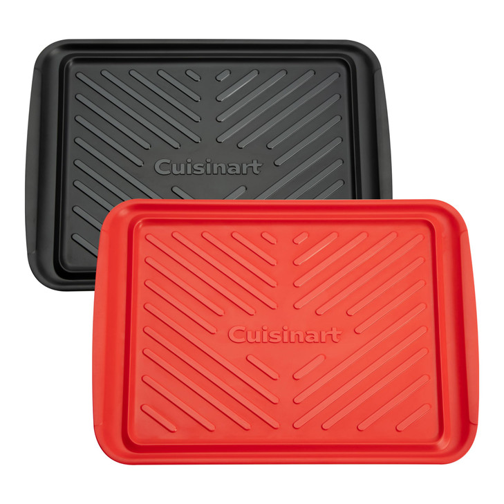 Cuisinart Grilling Prep & Serve Trays, 17x10.5 inch BBQ Tray Safe for Food Handling, 2 Dishwasher Safe Nesting Trays Black & Red, Perfect Grilling Ac