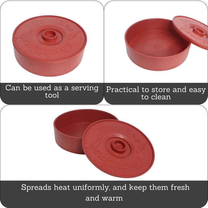 IMUSA 8in Plastic Tortilla Warmer, Terracotta Color, Traditional Mexican Server for Keeping Tortillas, Wraps, and Flatbreads Warm