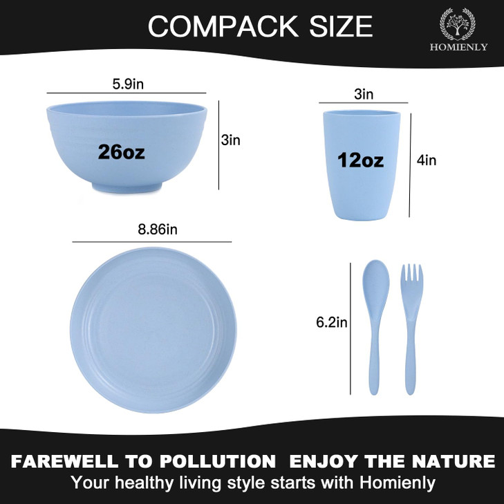 Wheat Straw Dinnerware Sets, 20 PCS Dishes Dinnerware Set Microwave and Dishwasher Safe, Lightweight Unbreakable Dishes, Reusable Dinner Plates Kids