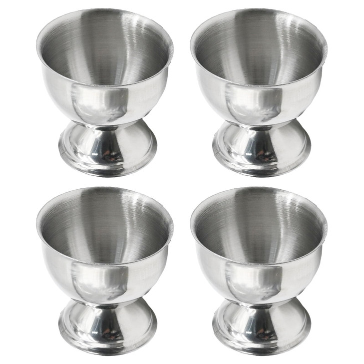Saihisday 4Packs Stainless Steel Egg Cups, Soft Boiled & Hard Boiled Egg Tray, Metal Single Egg Holder Kitchen Gadgets Tools