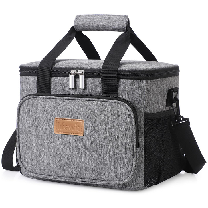 Lifewit Medium Lunch Bag Insulated Lunch Box Soft Cooler Cooling Tote for Adult Men Women, Gray 12-Can (9L)