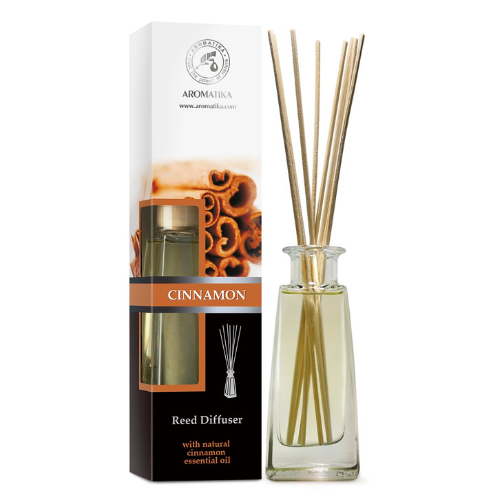 Reed Diffuser Cinnamon 3.4 Fl Oz(100ml) - Room Diffuser with Cinnamon Essential Oil - Home Fragrance - Aromatherapy Air Freshener - Oil Diffuser - Sc