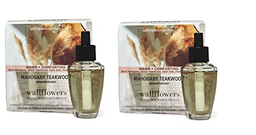 Bath & Body Works Wallflowers Refills, Mahogany Teakwood Scent, Plug-In Air Freshener Refills for Bedrooms, Bathrooms & Living Spaces, 2 Pack - 2 Pac
