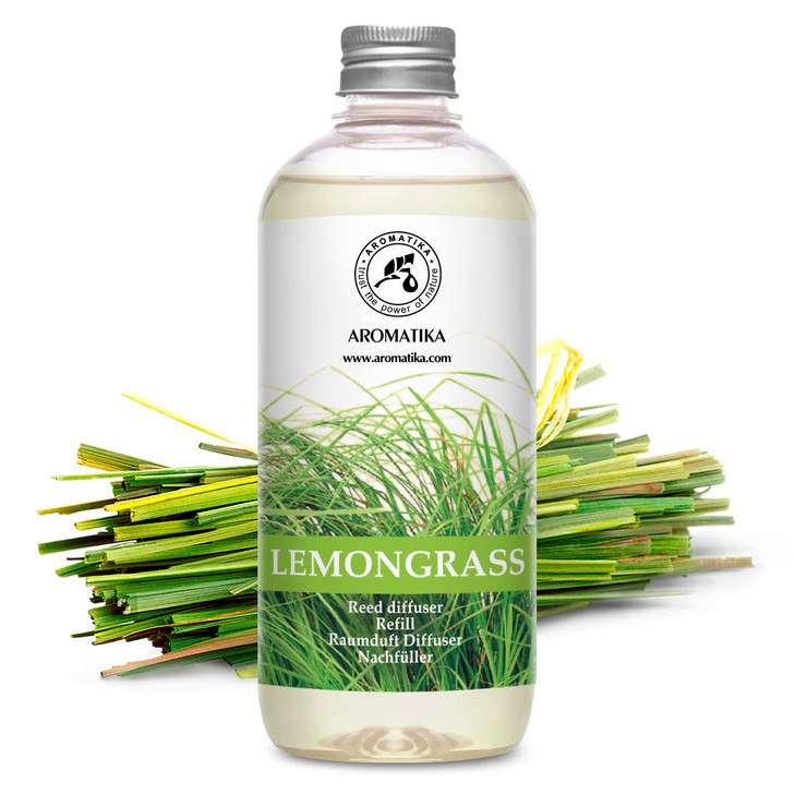 Lemongrass Reed Diffuser Refill, Natural Essential Lemongrass Oil 17 Fl Oz - Fresh & Long Lasting Fragrance - Reed Diffuser Oil Refill for Aromathera