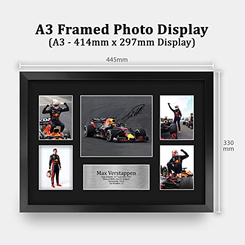HWC Trading Max Verstappen 16 x 12 inch (A3) Printed Gifts Signed Autograph Presentation Display for F1 Formula 1 Racing Fans - 16" x 12" Framed