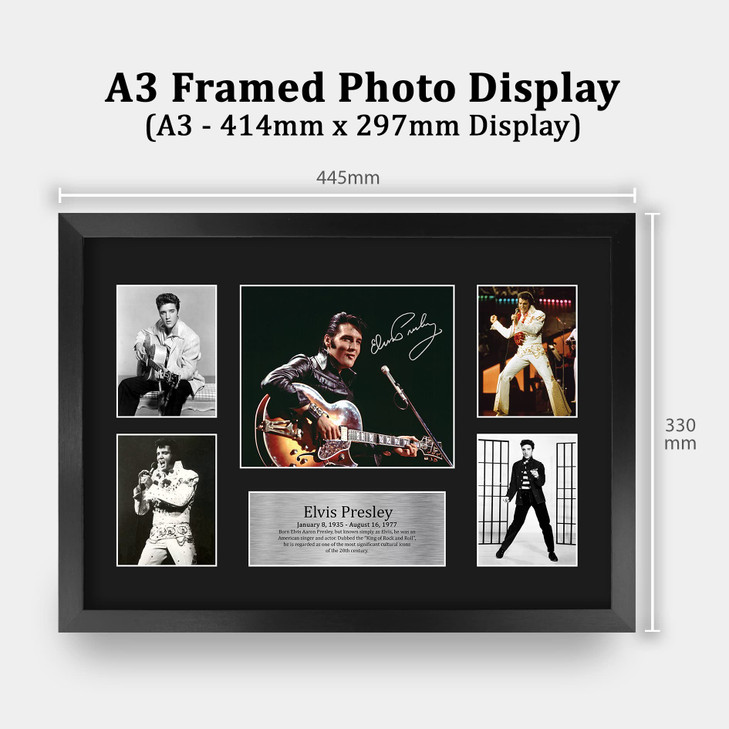 HWC Trading Elvis Presley Musician The King 16 x 12 inch (A3) Printed Gifts Signed Autograph Picture for Music Memorabilia Fans - 16" x 12" Framed