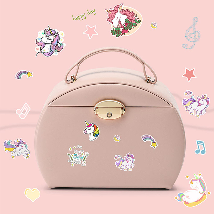 Vlando Musical Jewelry Box with Spinning Ballerina, Lockable Girls Jewelry Organizer for Necklaces Rings and Hair Accessories, Gift for Girls and Ki