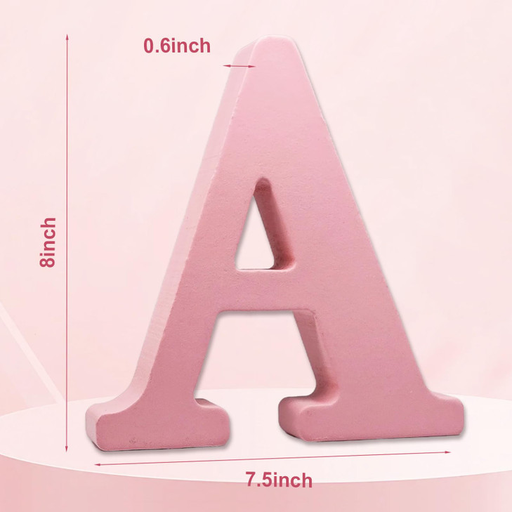 AOCEAN 8 Inch Pink Wood Letters Unfinished Wood Letters for Wall Decor Decorative Standing Letters Slices Sign Board Decoration for Craft Home Party