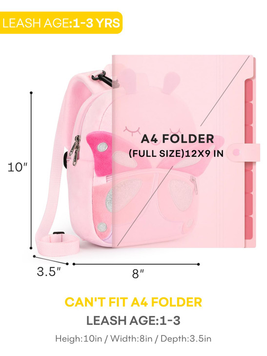 mibasies Toddler Backpacks for Girls 2-4: Cute Butterfly Plush Backpack -3D Animal Cartoon Mini Travel Bag -10 inch Backpack Leash for Toddlers 1-3