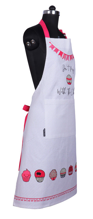 AMOUR INFINI Cupcakes Baking 5-Piece Kitchen Set - Cotton Women's Aprons and Oven Mitts,Kid's Aprons, Oven Mitts, and Chef Hats Decorations