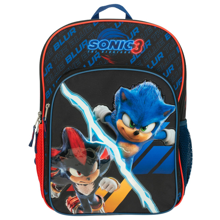 AI ACCESSORY INNOVATIONS Sonic The Hedgehog 3 Movie Backpack for Boys & Girls, Bookbag featuring Sonic & Shadow, Schoolbag with Adjustable Shoulder S