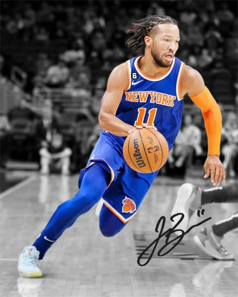 Ikonic Fotohaus Jalen Brunson Signed Photo Autograph Print Wall Art Home Decor, 8 x 10 Inch, White