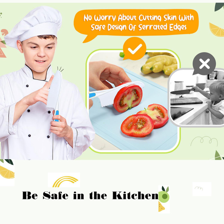 Hartya Knives for Kids, 6-Piece Kitchen Cooking and Baking Knife Set, Children's Knives for Real Cooking, BPA-Free Kids' Toddler Tool