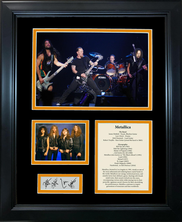 Framed Metallica Band Discography Facsimile Laser Engraved Signatures Auto 11"x14" Music Photo Sig Collage