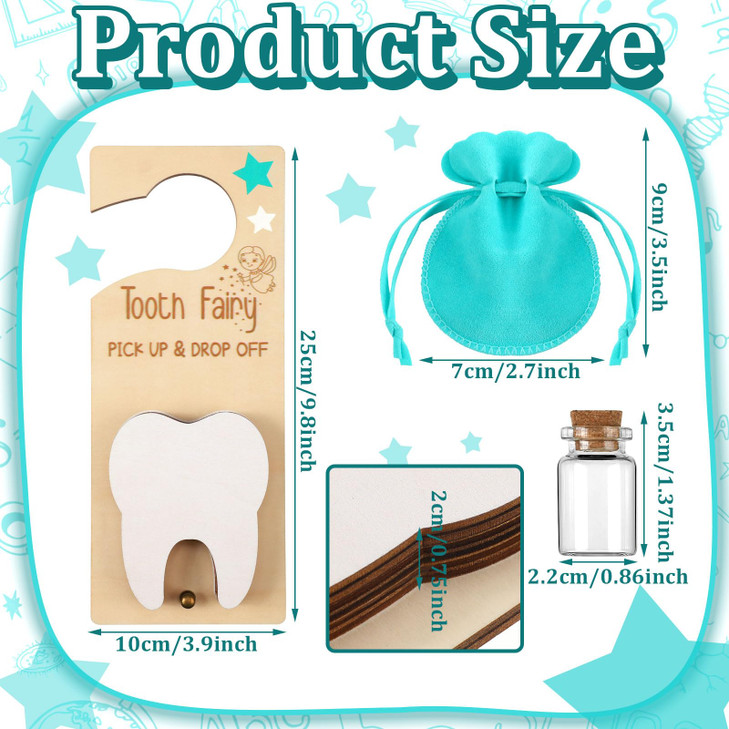 DoubleFill Tooth Fairy Gift Holder Bag Door Hanger National Children's Dental Health Month Dentist's Day Gift Tooth Fairy Kit Keepsake Teeth Box for