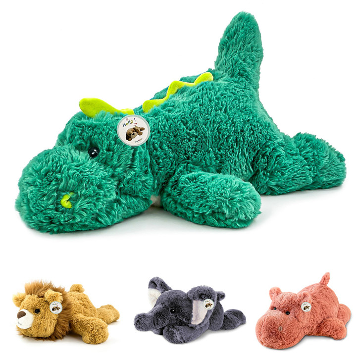 YOUBLEK 16" | 2 Pounds Green Dinosaur Weighted Stuffed Animals,Sensory Comfort Plush Throw Pillow Toy,Kawaii Plushies Hugging Toy Gifts for Kids & Ad