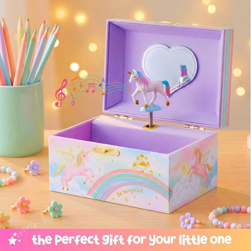 Giggle & Honey® Musical Jewelry Box for Girls - Kids Jewelry Box, Unicorn Toys for Girls 4-6, Unicorn Gifts