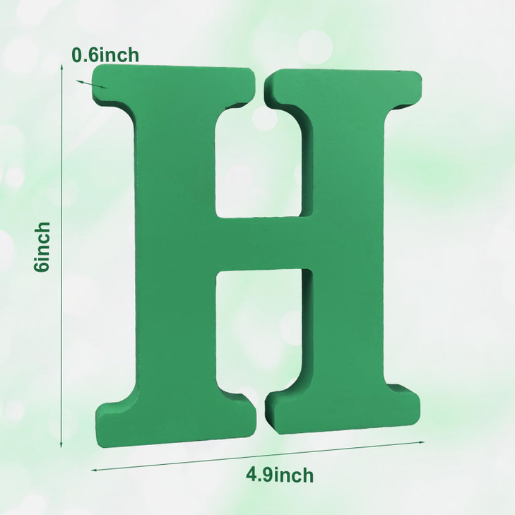 AOCEAN 6 Inch Green Wood Letters Unfinished Wood Letters for Wall Decor Decorative Standing Letters Slices Sign Board Decoration for Craft Home Party