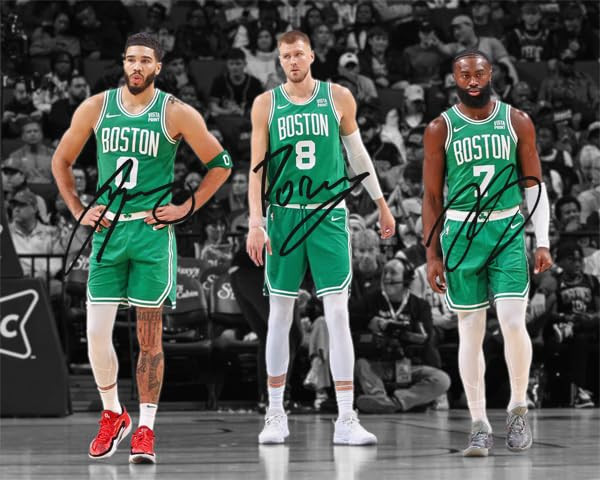 Ikonic Fotohaus Jayson Tatum Jaylen Brown Kristaps Porzingis Signed Photo Autograph Print Wall Art Home Decor